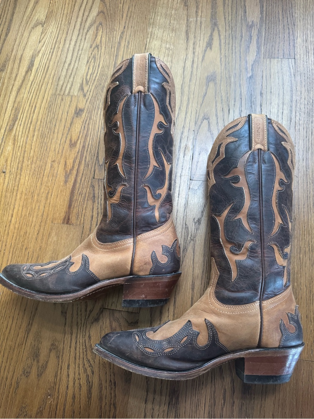 Women's Two-Tone Brown Leather Western Boots